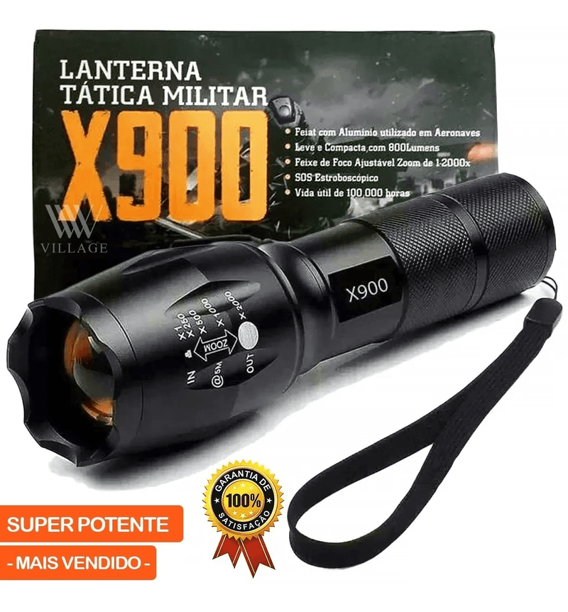 Lanterna X900 Zoom Recarregável - Loja Vigilante QAP