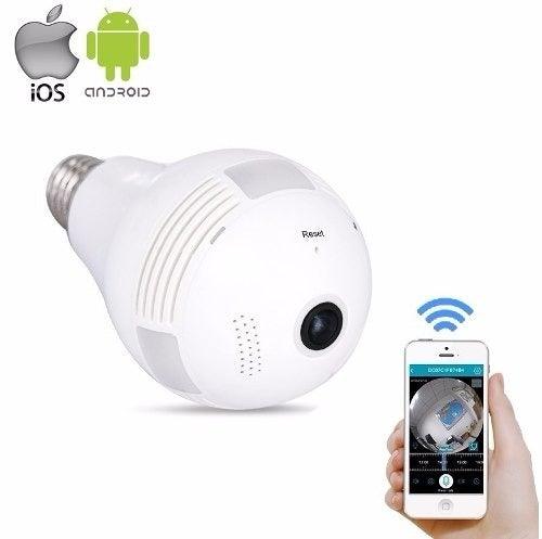 Lâmpada Câmera Espiã Segurança 360º Wifi Panorâmica - Loja Vigilante QAP